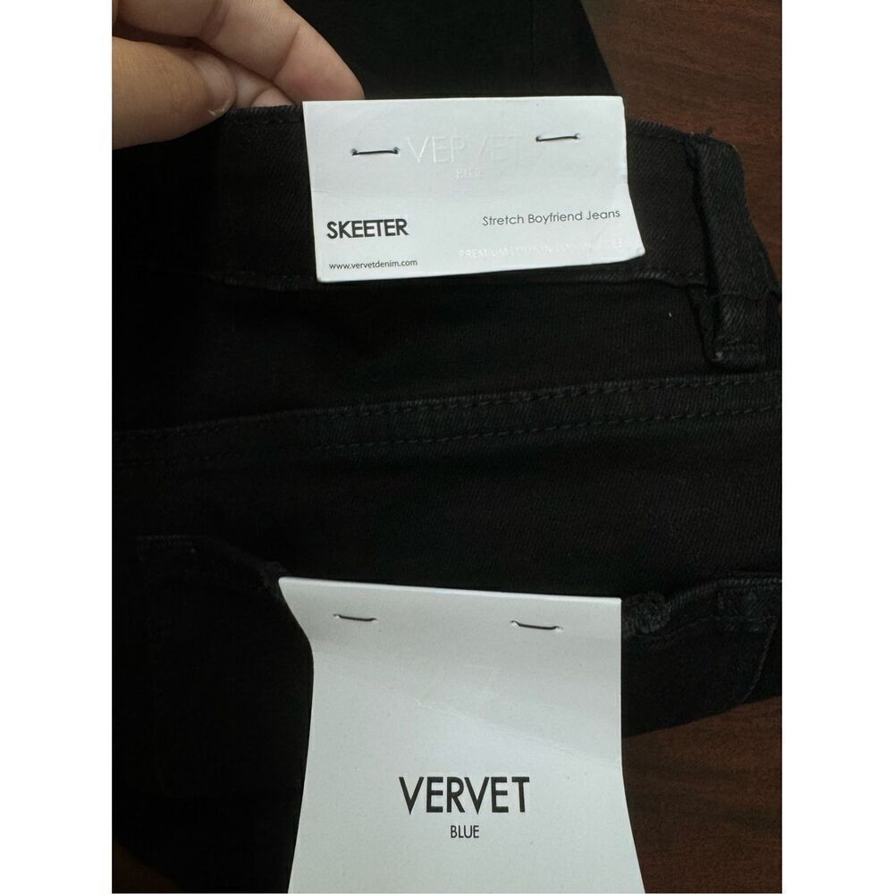 NWT Buckle Vervet Black Skeeter Stretch Boyfriend Distressed Black Jeans Size 27 - Picture 5 of 9